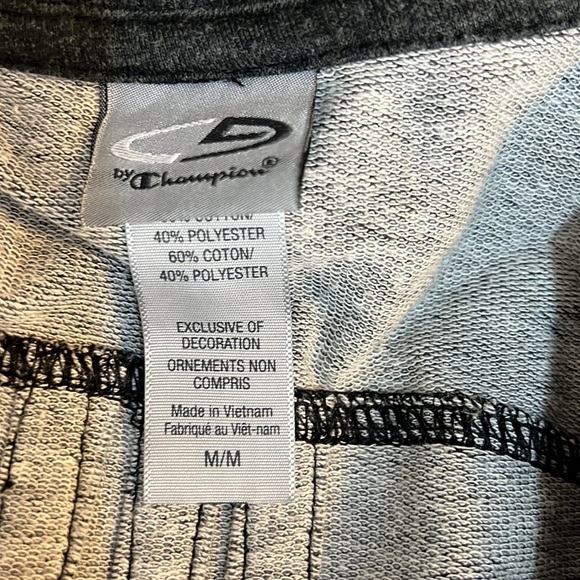 JERSEY KNIT 3/4 CROPPED JACKET TOO CUTE CHAMPION M GRAY BLACK EUC WORKOUT TOP - Picture 11 of 11